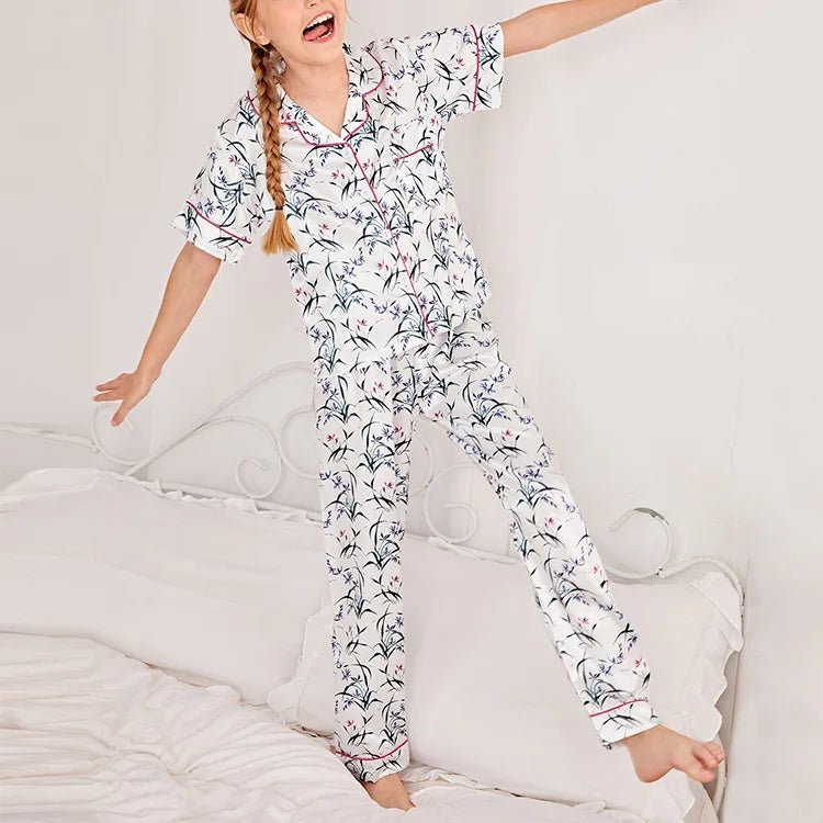 Children's Pajamas Set Summer Kids Girls Cartoon Print Sleepwear Indoor Air - conditioning Wear Suits Children Girls Home Pajamas - PratSN