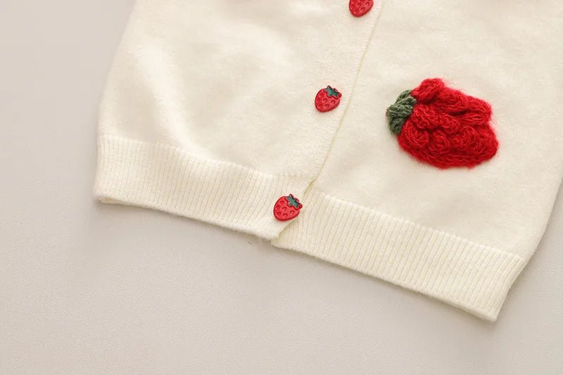 Children's Sweater Set Autumn/Winter Korean version Girls' KnittedTwo Piece Set with Polo Collar Cardigan Love Top pleated skirt - PratSN