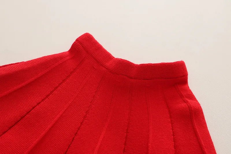 Children's Sweater Set Autumn/Winter Korean version Girls' KnittedTwo Piece Set with Polo Collar Cardigan Love Top pleated skirt - PratSN