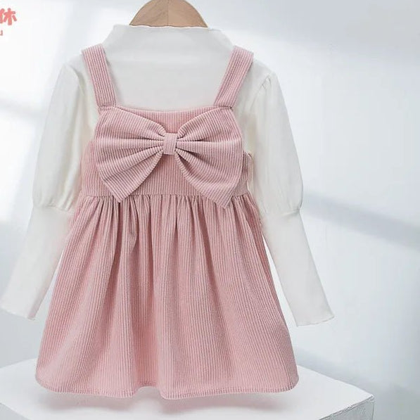 Children's Sweater Set Autumn/Winter Korean version Girls' KnittedTwo Piece Set with Polo Collar Cardigan Love Top pleated skirt - PratSN