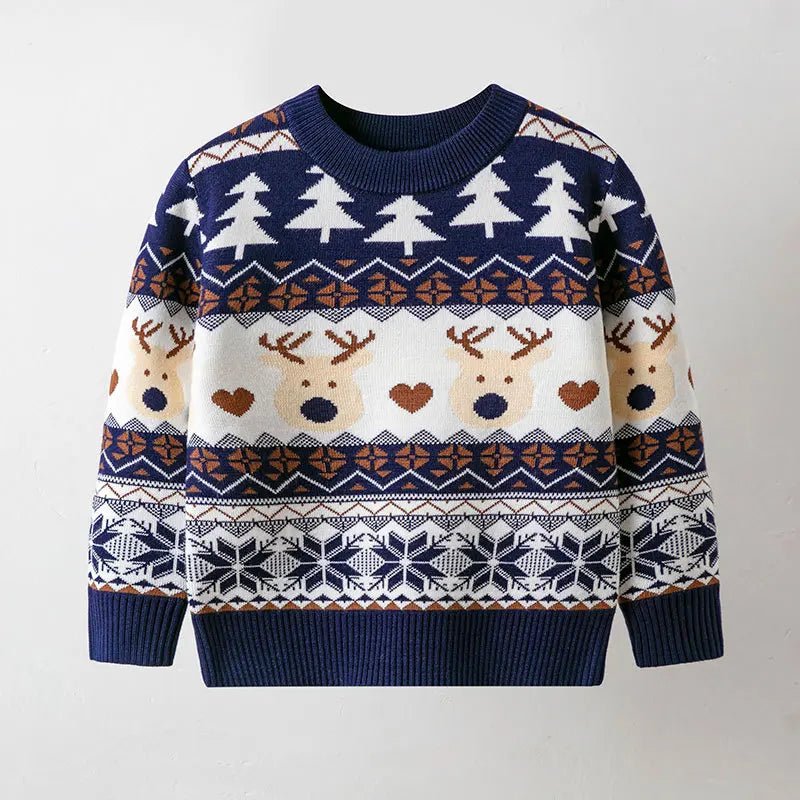 Christmas Sweaters Children Autumn Winter Warm Pullover Baby Cartoon Knitted Sweaters Kids Clothes 2 - 6 Year Boy Girl Xmas Jumper - PratSN