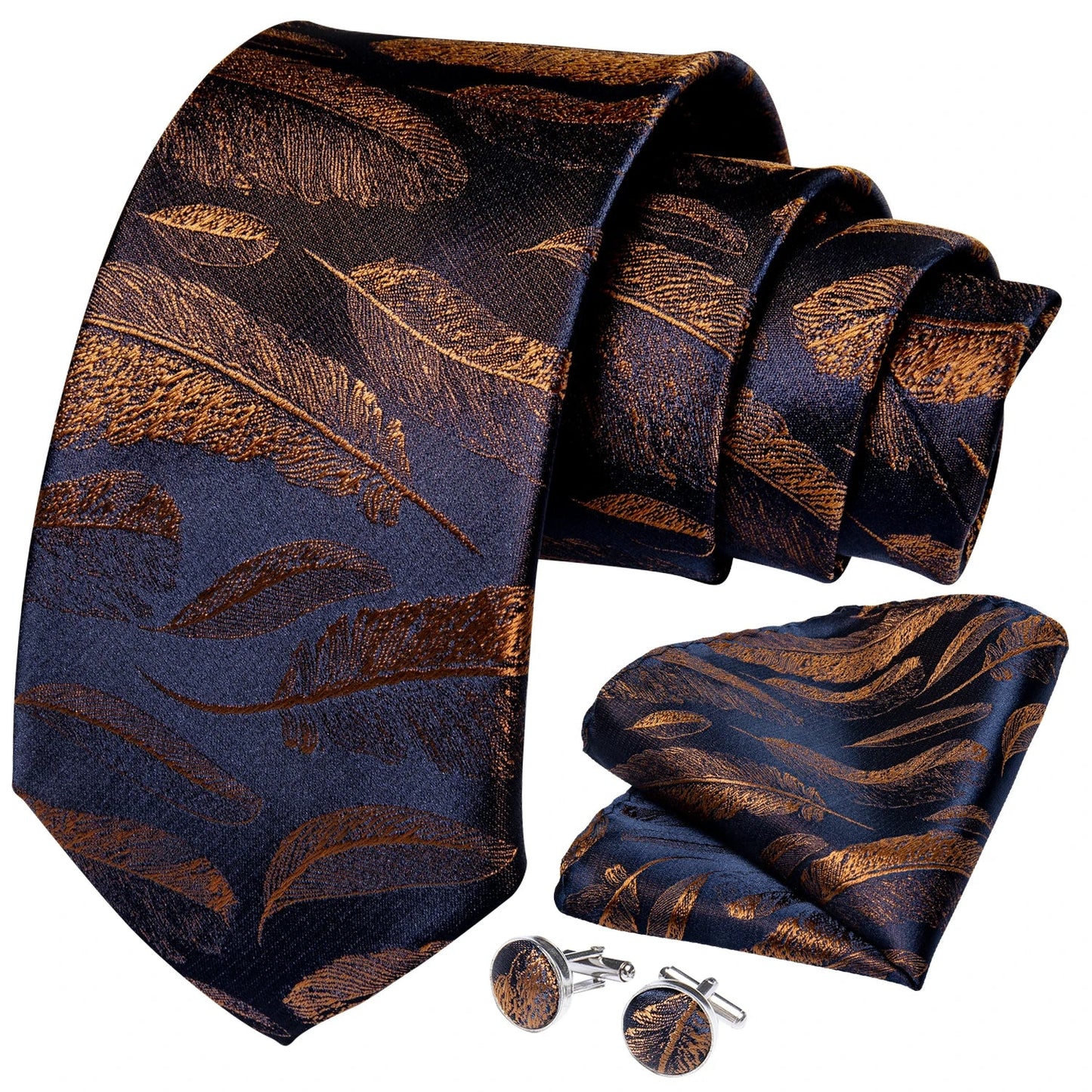 Classic Business Design Jacquard Paisley Men's Silk Tie Gift Tie Cufflinks Hanky 3PCS One Set - PratSN