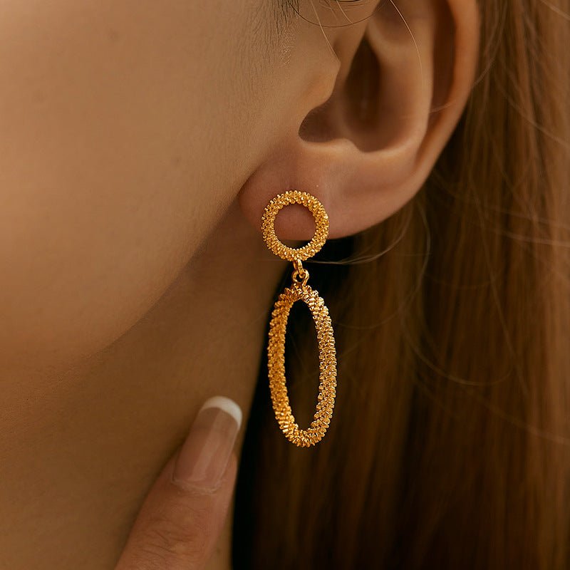 Color Retention Copper Plating 18K Real Gold Overlapping Design Double Layers Loving Heart Earrings - PratSN