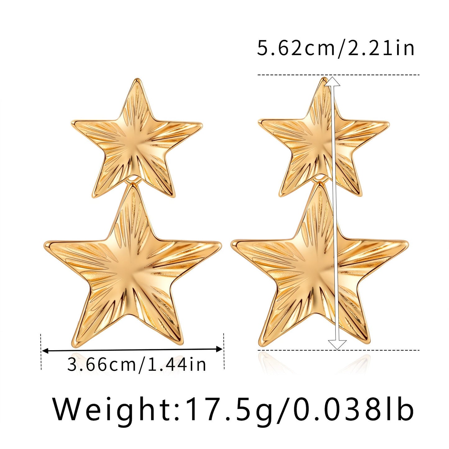 Color Retention Copper Plating 18K Real Gold Overlapping Design Double Layers Loving Heart Earrings - PratSN