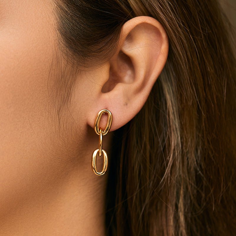 Color Retention Copper Plating 18K Real Gold Overlapping Design Double Layers Loving Heart Earrings - PratSN