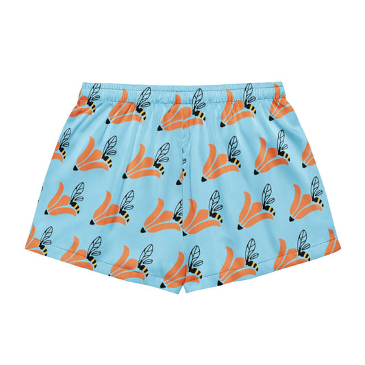 Columbia Blue Blomming pattern Women’s pajama shorts - PratSN