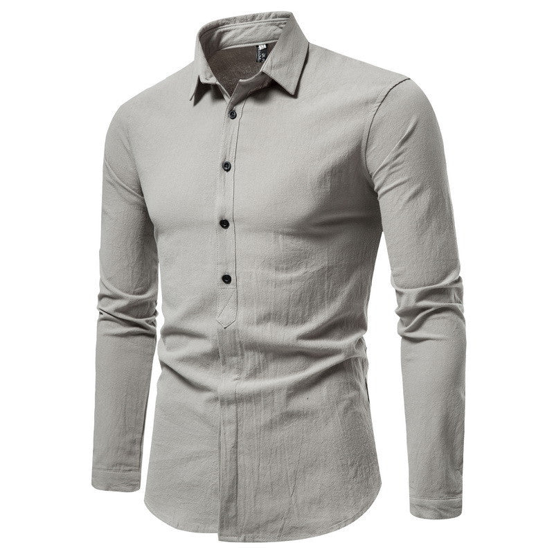 Cotton Double Placket Shirt Men's Fashion Long - sleeved Shirt - PratSN