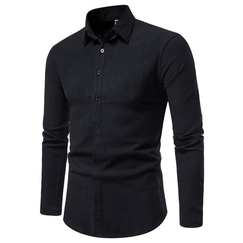 Cotton Double Placket Shirt Men's Fashion Long - sleeved Shirt - PratSN