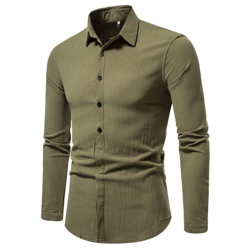 Cotton Double Placket Shirt Men's Fashion Long - sleeved Shirt - PratSN
