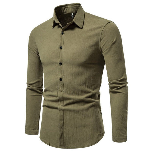 Cotton Double Placket Shirt Men's Fashion Long - sleeved Shirt - PratSN