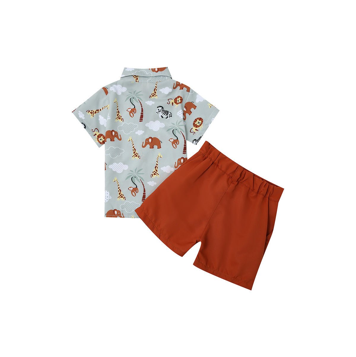 Critter Print Bow Tie Short Sleeve Shirt Set - PratSN