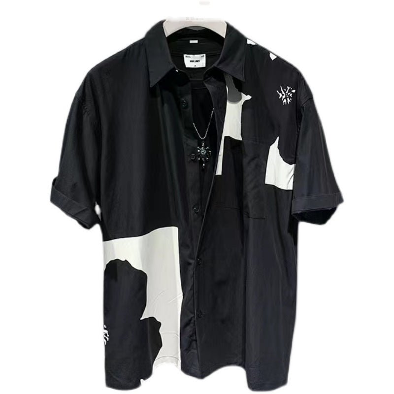 Design Contrast Short - sleeved Shirt For Men - PratSN