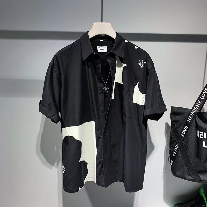 Design Contrast Short - sleeved Shirt For Men - PratSN