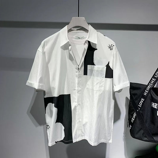Design Contrast Short - sleeved Shirt For Men - PratSN