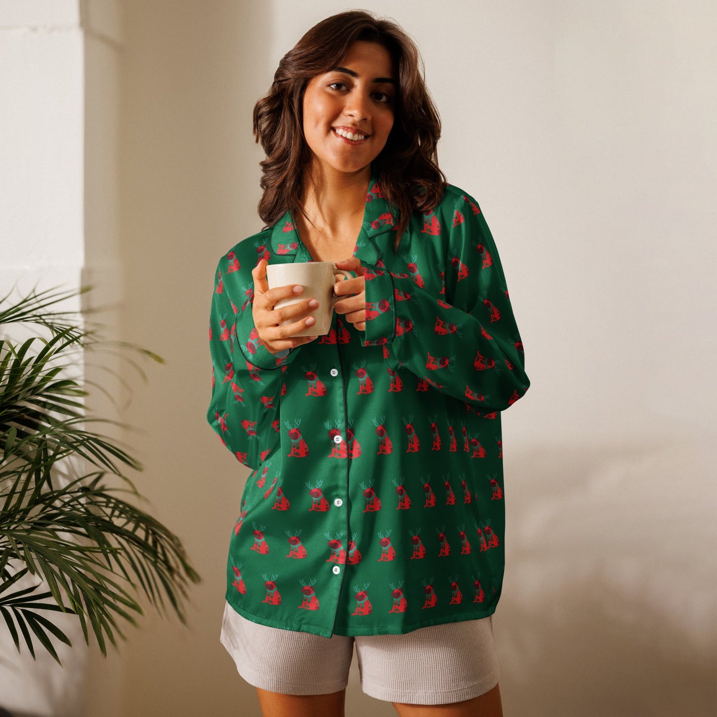 Dog pattern Women’s long sleeve pajama top - PratSN