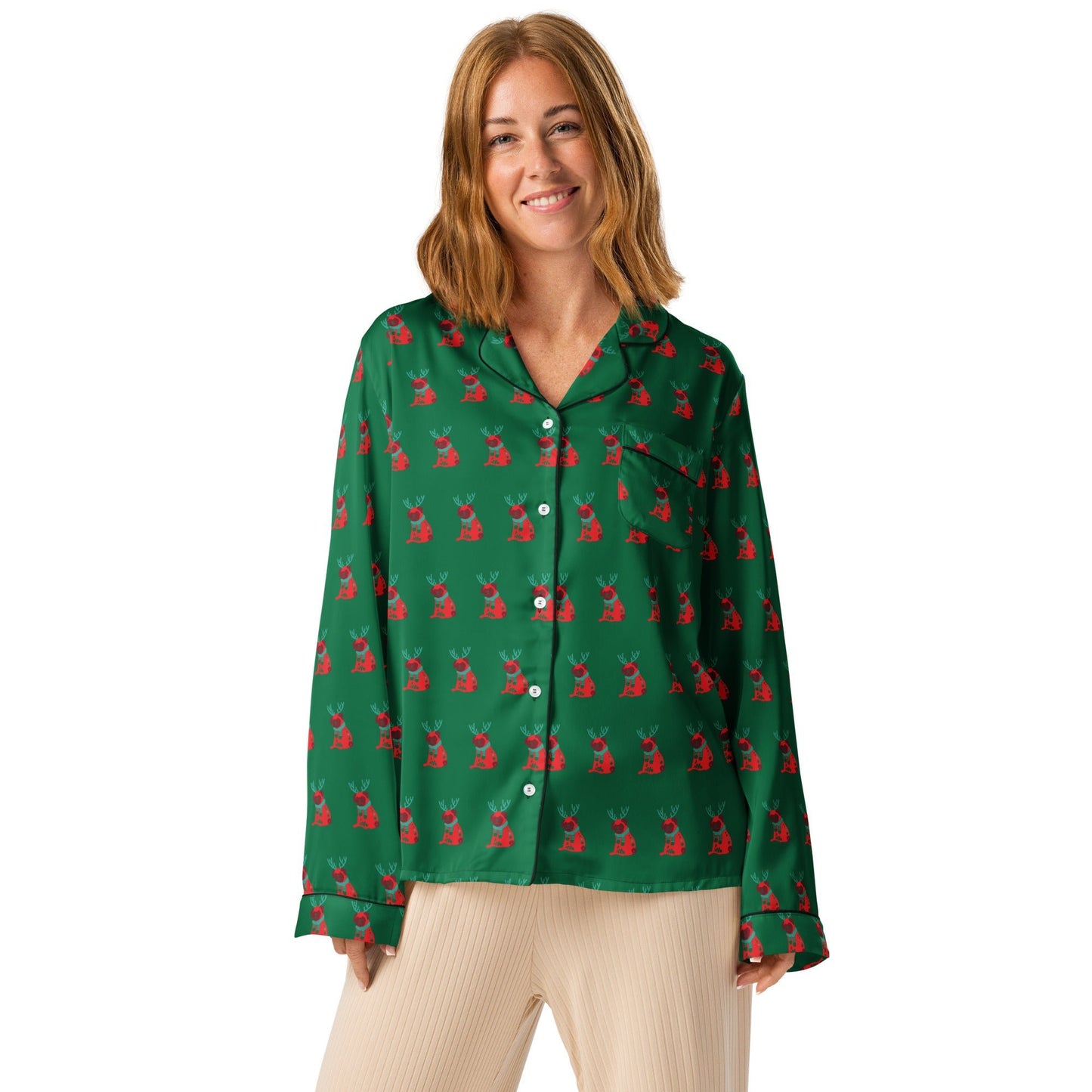 Dog pattern Women’s long sleeve pajama top - PratSN