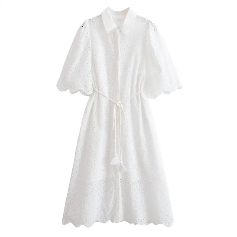 Dresses Summer Women's 2025 New Chic Embroidery Elegant Slim Long Holiday Dress Women's Commuter Street Fashion Youth Dress - PratSN