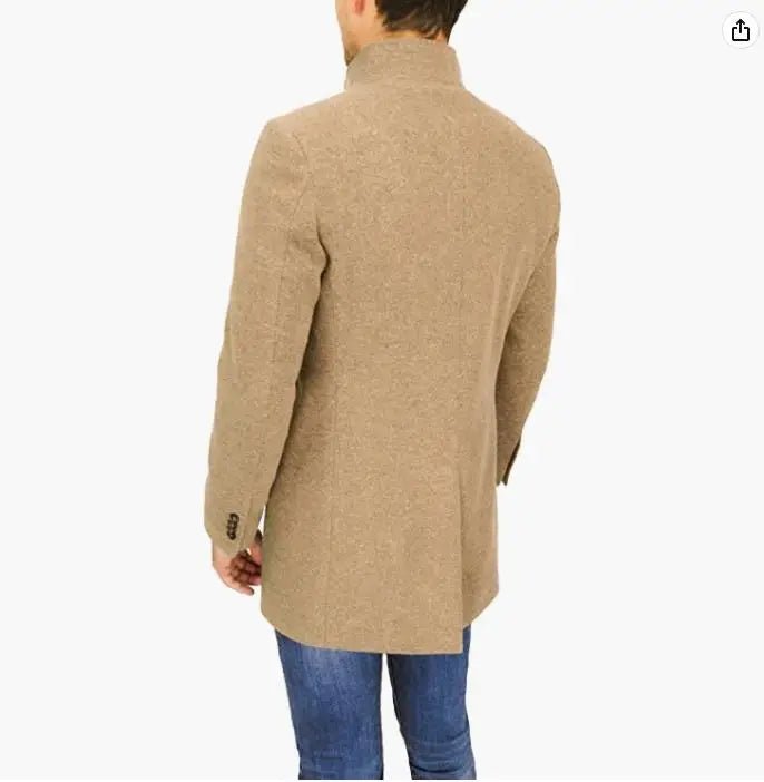 Elegant Jackets Man Single Breasted Man's Janket Solid Wool Blends Mid - length Trench Coat Long Men's Coat - PratSN