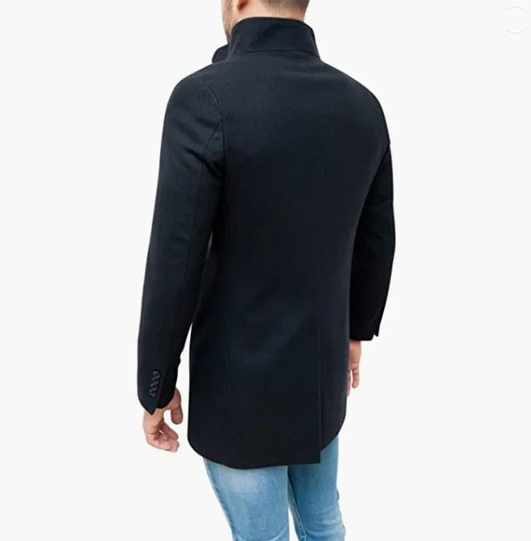 Elegant Jackets Man Single Breasted Man's Janket Solid Wool Blends Mid - length Trench Coat Long Men's Coat - PratSN
