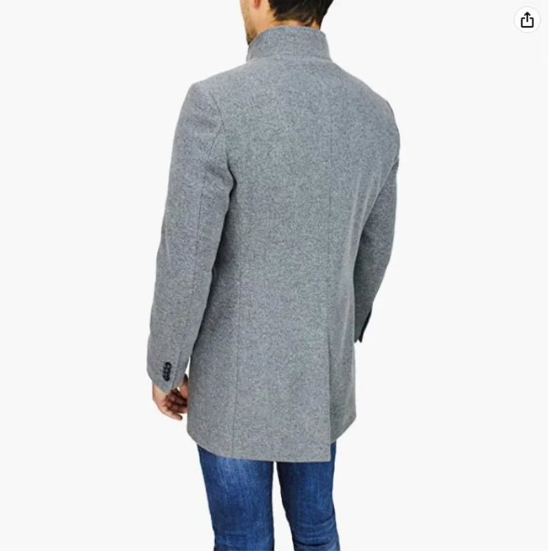 Elegant Jackets Man Single Breasted Man's Janket Solid Wool Blends Mid - length Trench Coat Long Men's Coat - PratSN