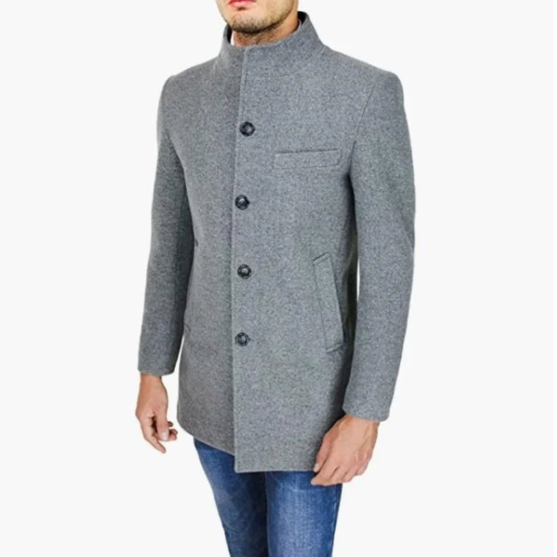 Elegant Jackets Man Single Breasted Man's Janket Solid Wool Blends Mid - length Trench Coat Long Men's Coat - PratSN