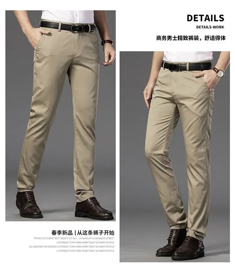 Elegant Men's Pants Straight Business Trouser Male Elastic Stretch Summer Cool Formal Dress Casual Work Office Fashion Golf Wear - PratSN