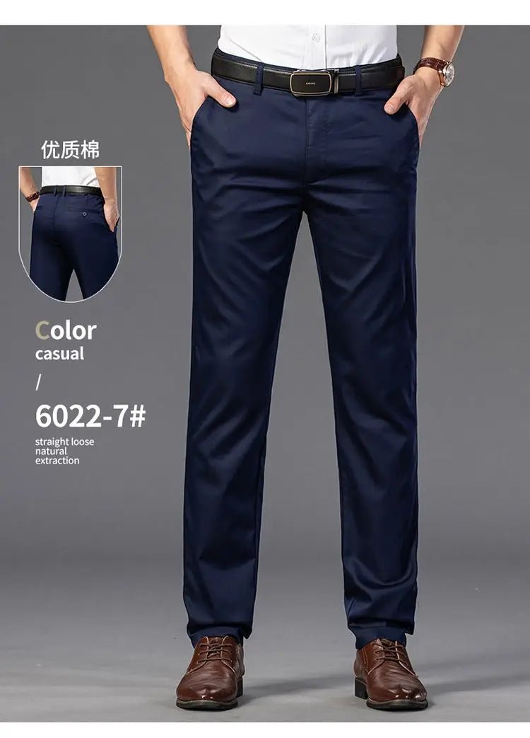Elegant Men's Pants Straight Business Trouser Male Elastic Stretch Summer Cool Formal Dress Casual Work Office Fashion Golf Wear - PratSN