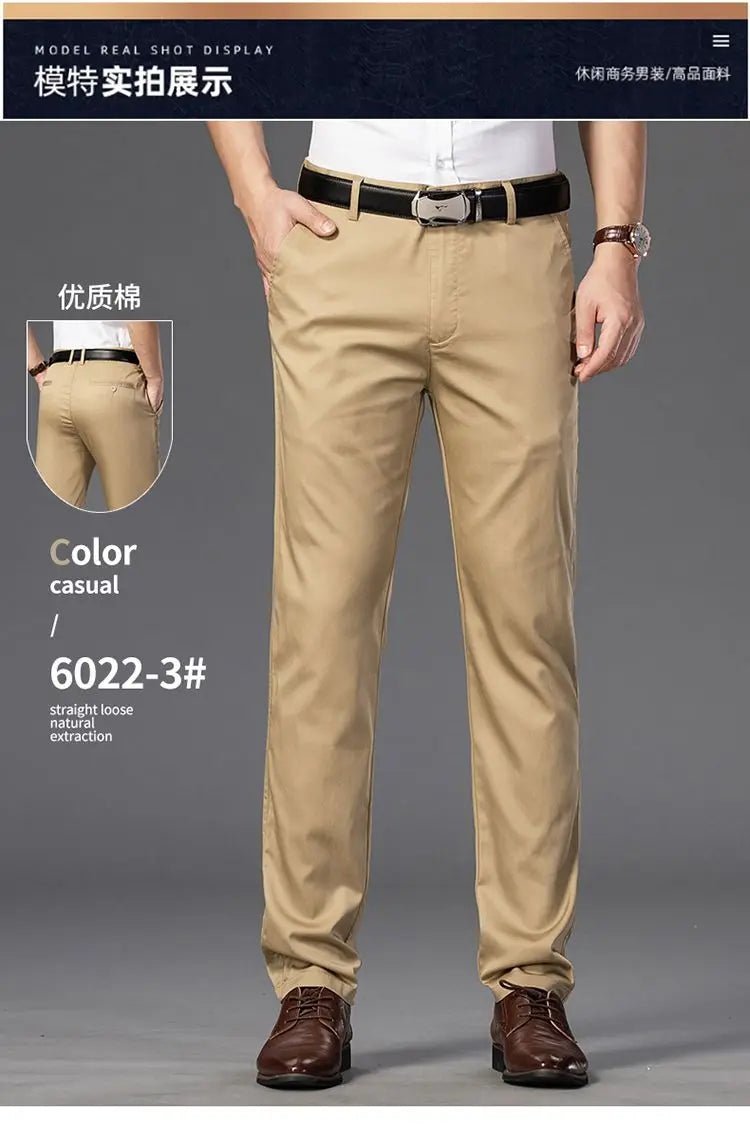 Elegant Men's Pants Straight Business Trouser Male Elastic Stretch Summer Cool Formal Dress Casual Work Office Fashion Golf Wear - PratSN