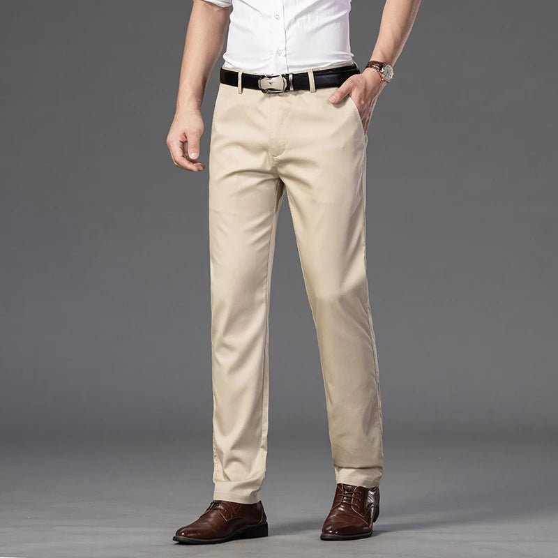 Elegant Men's Pants Straight Business Trouser Male Elastic Stretch Summer Cool Formal Dress Casual Work Office Fashion Golf Wear - PratSN