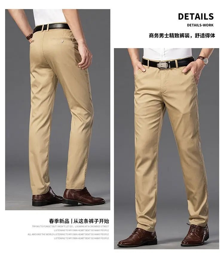 Elegant Men's Pants Straight Business Trouser Male Elastic Stretch Summer Cool Formal Dress Casual Work Office Fashion Golf Wear - PratSN