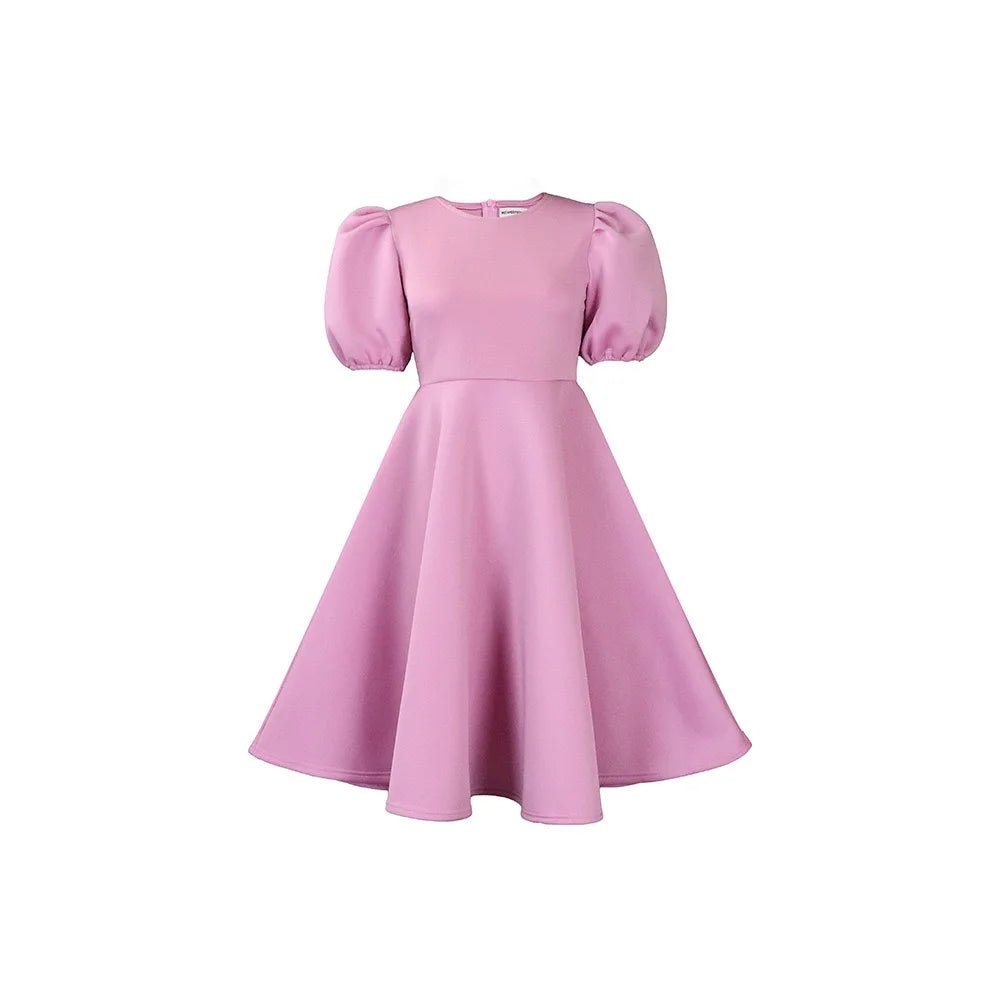 Elegant Party Dresses for Woman O Neck Short Sleeve High Waisted A Line Mid Calf Luxury Female Birthday Party Dinner Vestidos - PratSN
