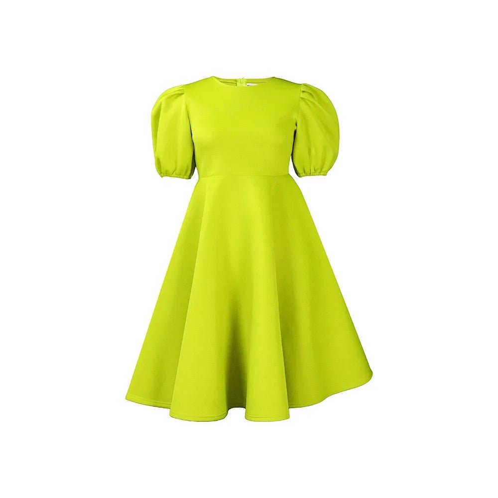 Elegant Party Dresses for Woman O Neck Short Sleeve High Waisted A Line Mid Calf Luxury Female Birthday Party Dinner Vestidos - PratSN