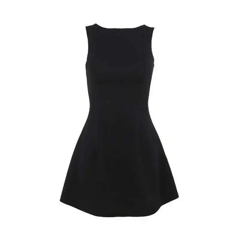 Elegant Short Mini Dress Women 2025 Summer Dress Club Party Dresses Sexy Backless Sleeveless A Line White Black Vestidos - PratSN