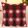 Embroidery Throw Pillow Cover Christmas Decoration Velvet Soft Christmas Tree Winter Farmhouse Home Hotel Sofa Living Room - PratSN