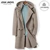 European American Fashion Mid - Length Single - Breasted Hooded Wool Coat for Men New High - Count Double - Sided Trench Jacket for - PratSN