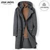 European American Fashion Mid - Length Single - Breasted Hooded Wool Coat for Men New High - Count Double - Sided Trench Jacket for - PratSN