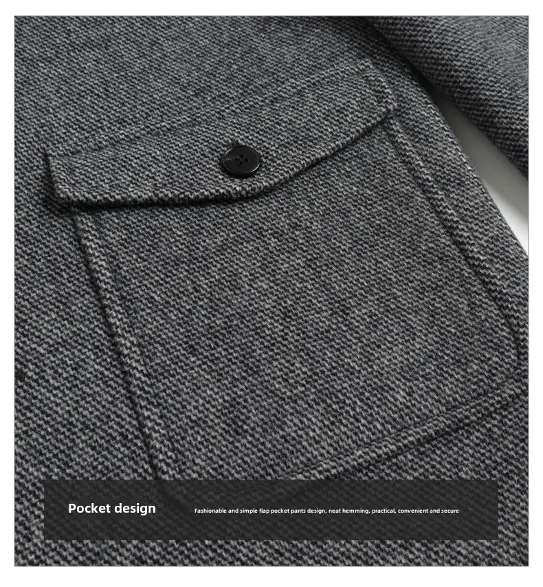 European American Fashion Mid - Length Single - Breasted Hooded Wool Coat for Men New High - Count Double - Sided Trench Jacket for - PratSN
