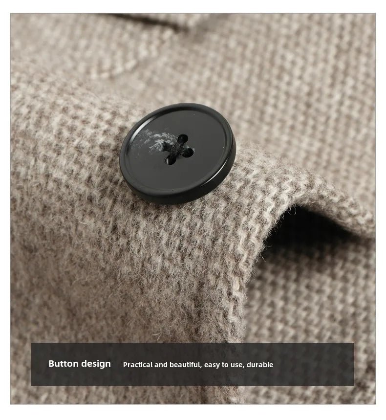 European American Fashion Mid - Length Single - Breasted Hooded Wool Coat for Men New High - Count Double - Sided Trench Jacket for - PratSN