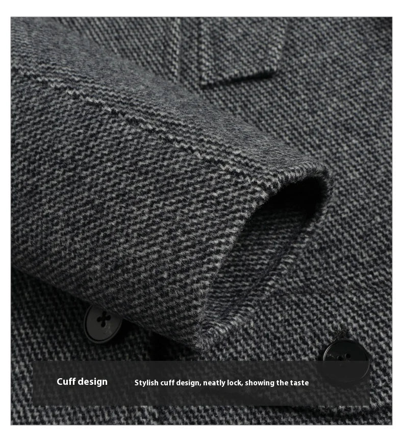 European American Fashion Mid - Length Single - Breasted Hooded Wool Coat for Men New High - Count Double - Sided Trench Jacket for - PratSN