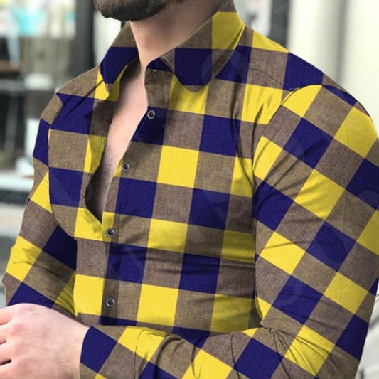 European And American Men's Long - sleeved Shirt Printing - PratSN