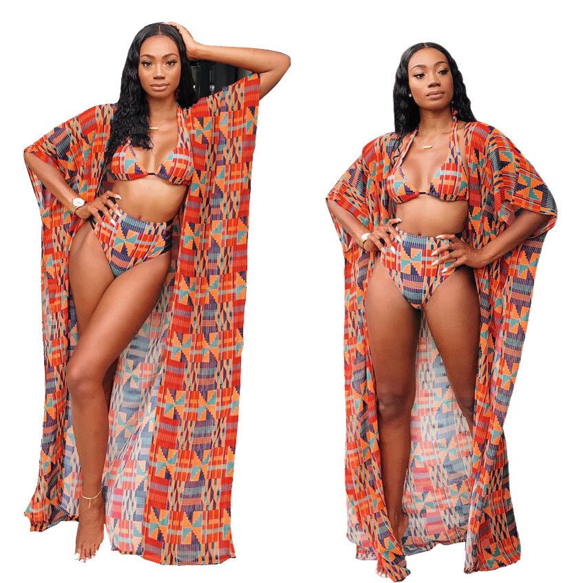 European And American Sexy Digital Printed Swimsuit Bikini Three - Piece Suit - PratSN