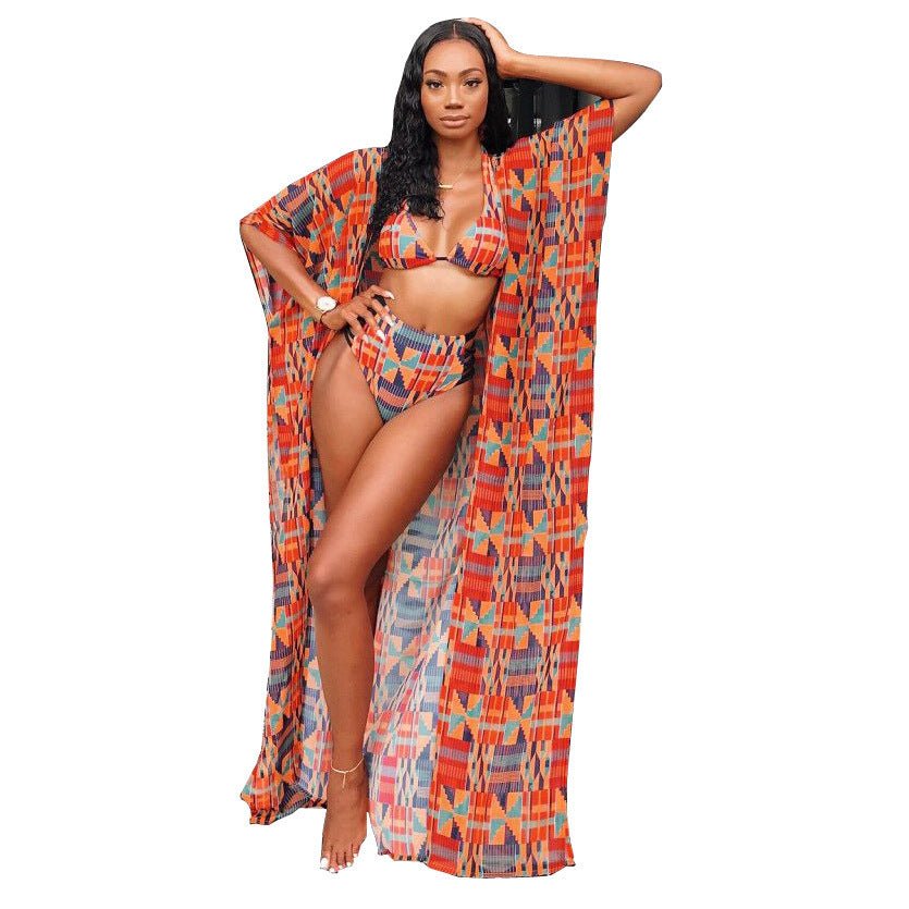 European And American Sexy Digital Printed Swimsuit Bikini Three - Piece Suit - PratSN