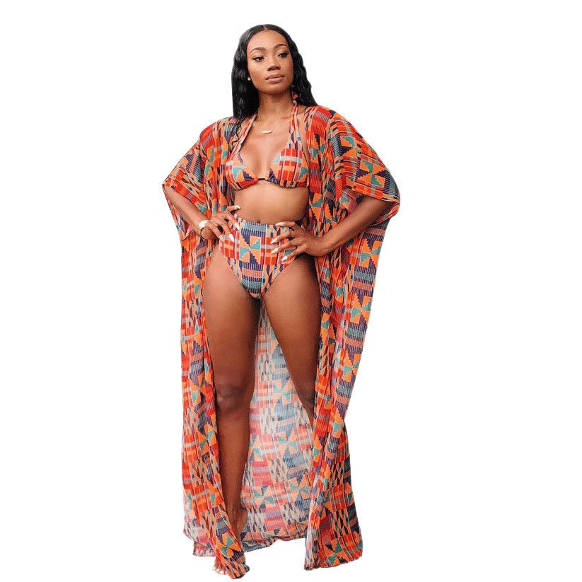European And American Sexy Digital Printed Swimsuit Bikini Three - Piece Suit - PratSN
