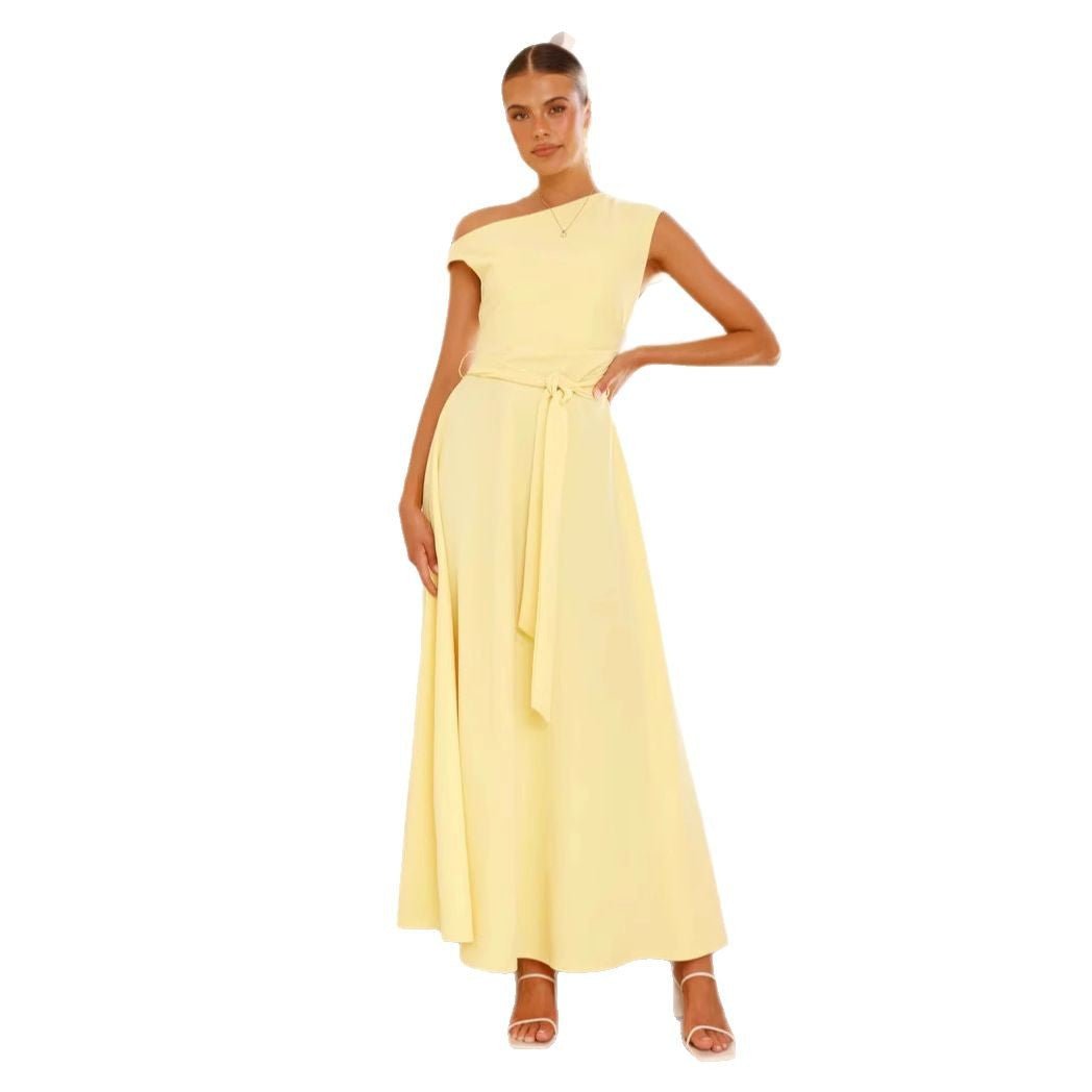 European And American Solid Color Fashion Temperament Sexy Lacing Dress - PratSN