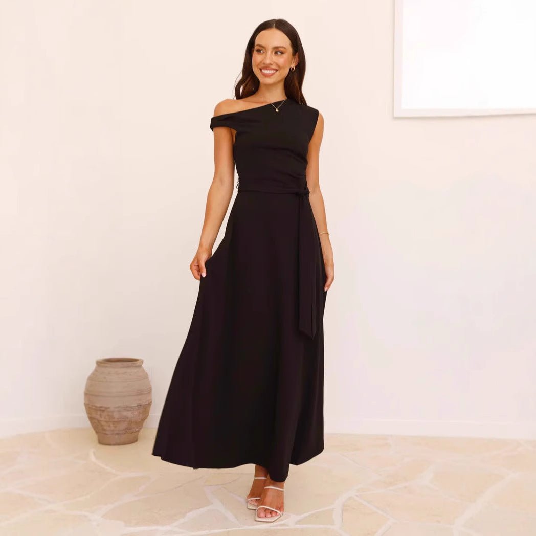 European And American Solid Color Fashion Temperament Sexy Lacing Dress - PratSN