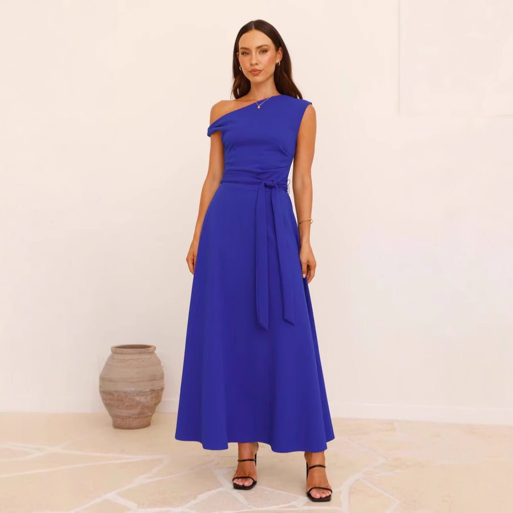 European And American Solid Color Fashion Temperament Sexy Lacing Dress - PratSN