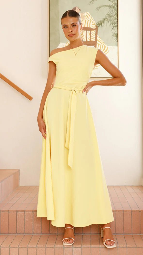 European And American Solid Color Fashion Temperament Sexy Lacing Dress - PratSN