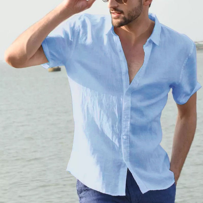 Explosive cross - border special for European and American summer short - sleeved casual foreign trade men's shirts men shirt - PratSN