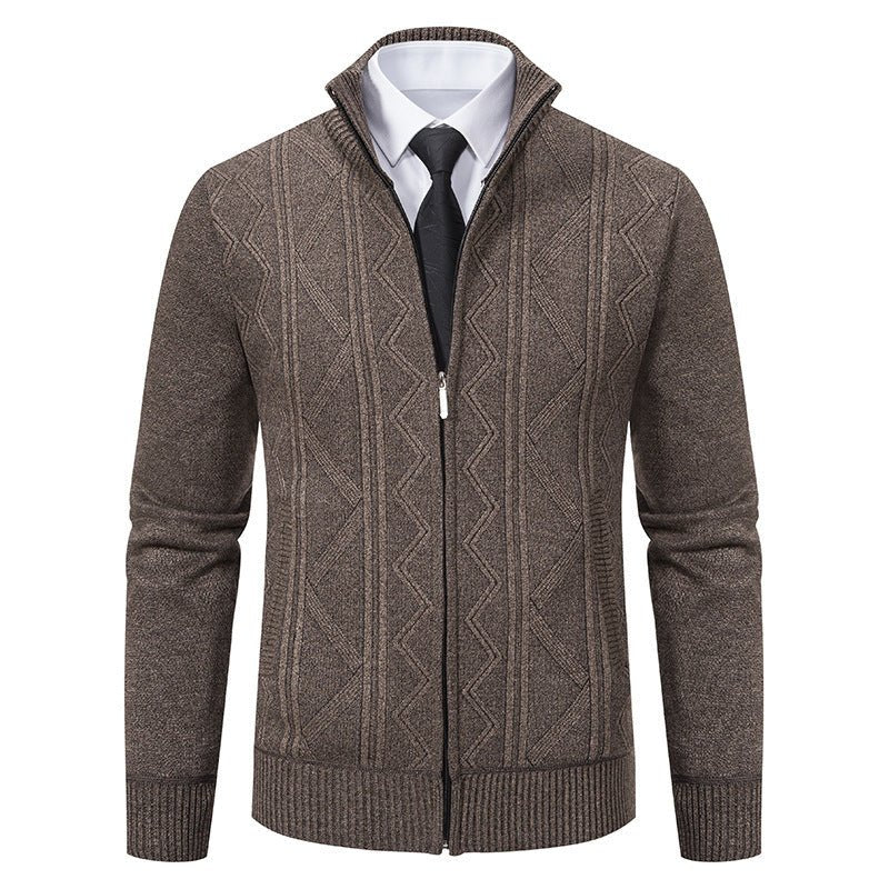 Fall Winter Men Woolen Sweater Men's Cardigan Coat Stand Collar - PratSN