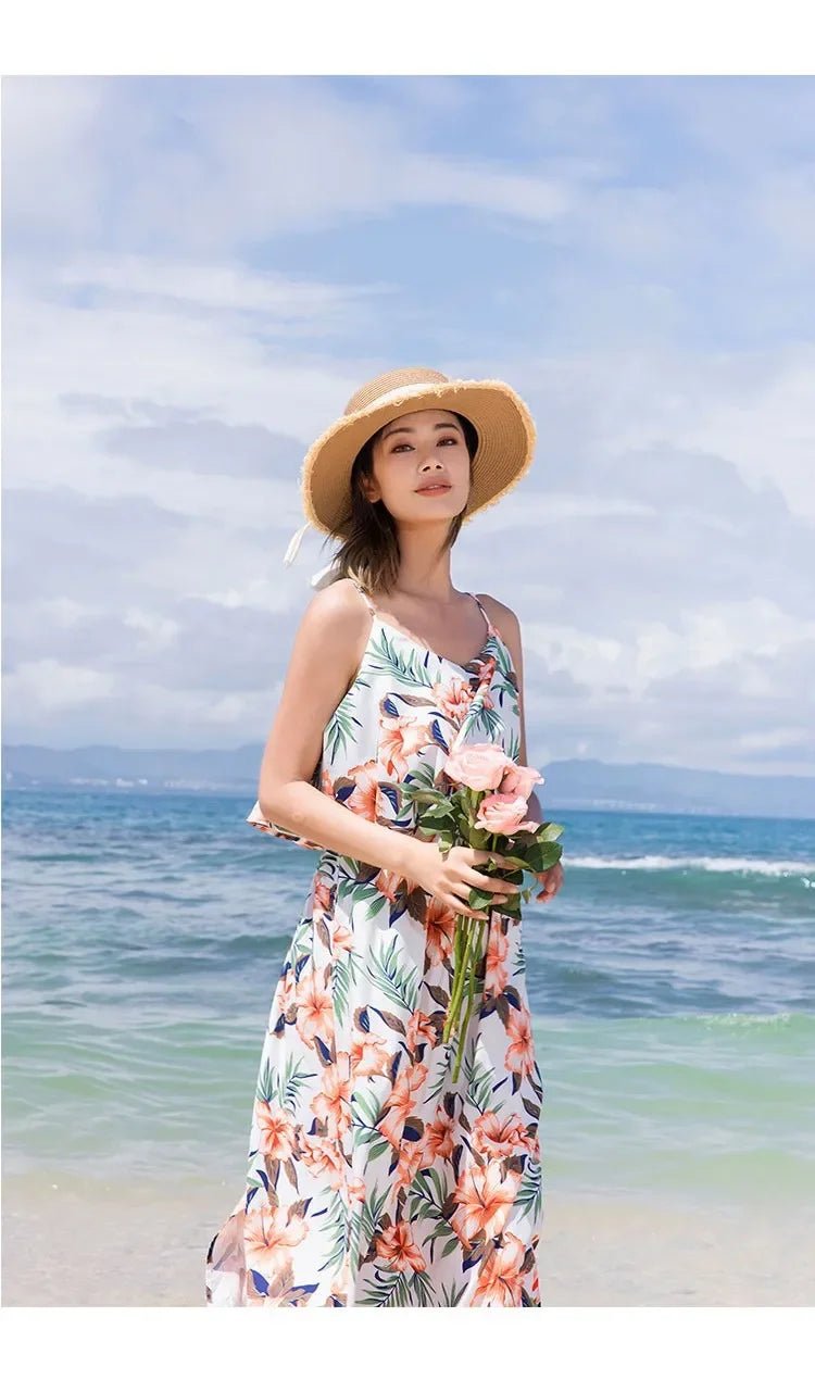Family Look Vacation Beach Clothing Mom Daughter Sleeveless Dress Dad Son Matching Floral Shirt Set Parent Child Holiday Clothes - PratSN